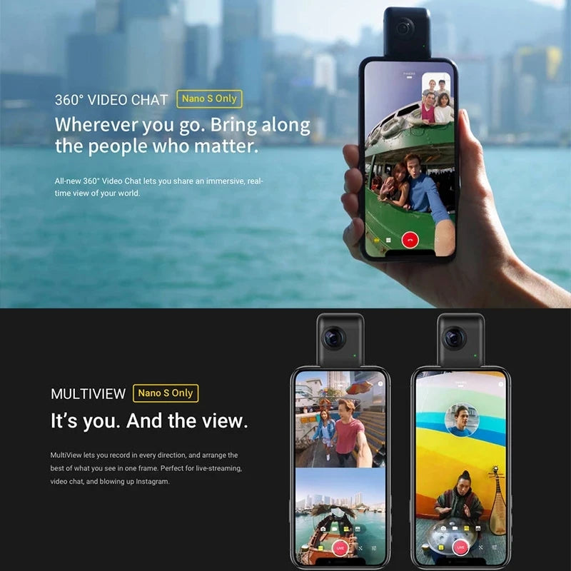 Drop Shipping New 2021 Insta360 Nano S 4K 360 VR Video Panoramic Camera 20MP Photos for iphone X XS XR for iPhone 7 8 6 Series